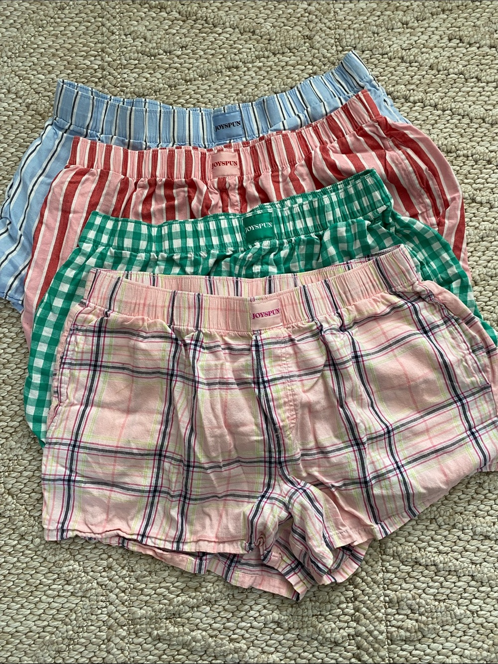 Joyspun Assorted Patterned Cotton Lounge Shorts in Blue, Pink, Green, Cream, Red